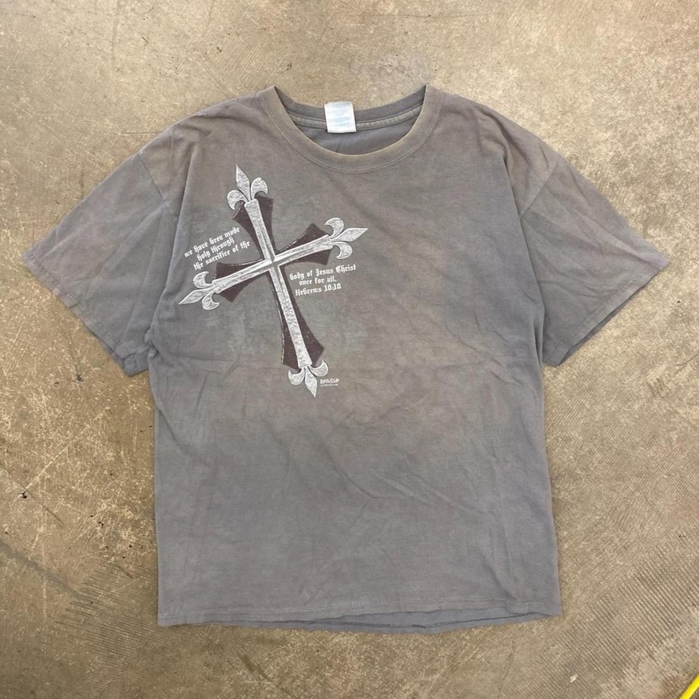 Vintage Y2K Jesus Tee Cross 2000s Christian Jesus Christ T-Shirt Size Large